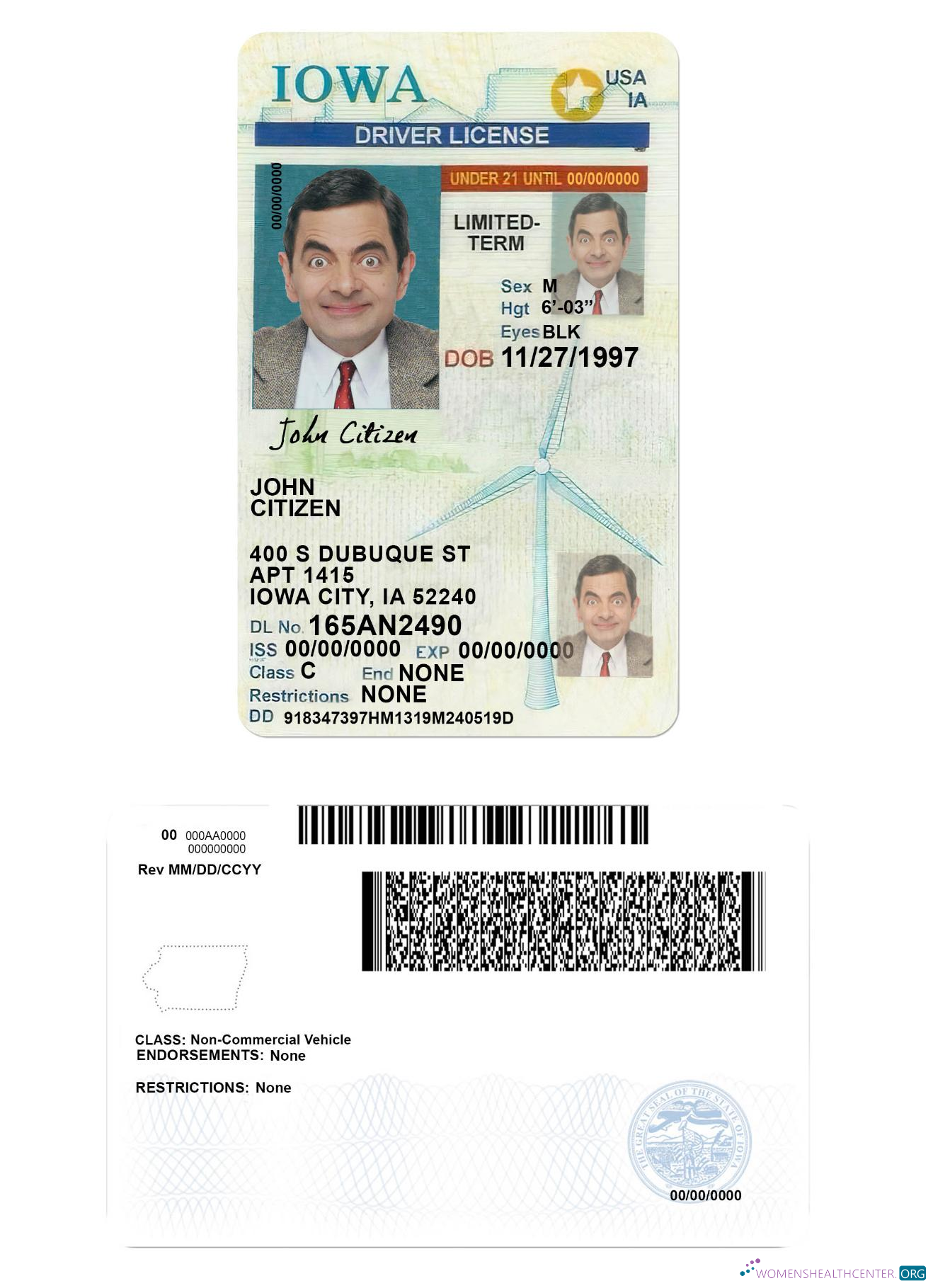 download USA Iowa driving license under 21